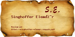 Singhoffer Elemér névjegykártya